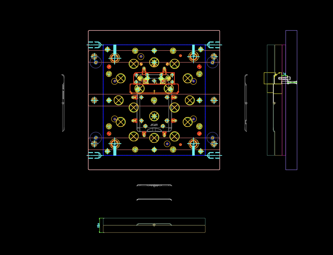 平板电脑后盖冲阳极挂点模具图